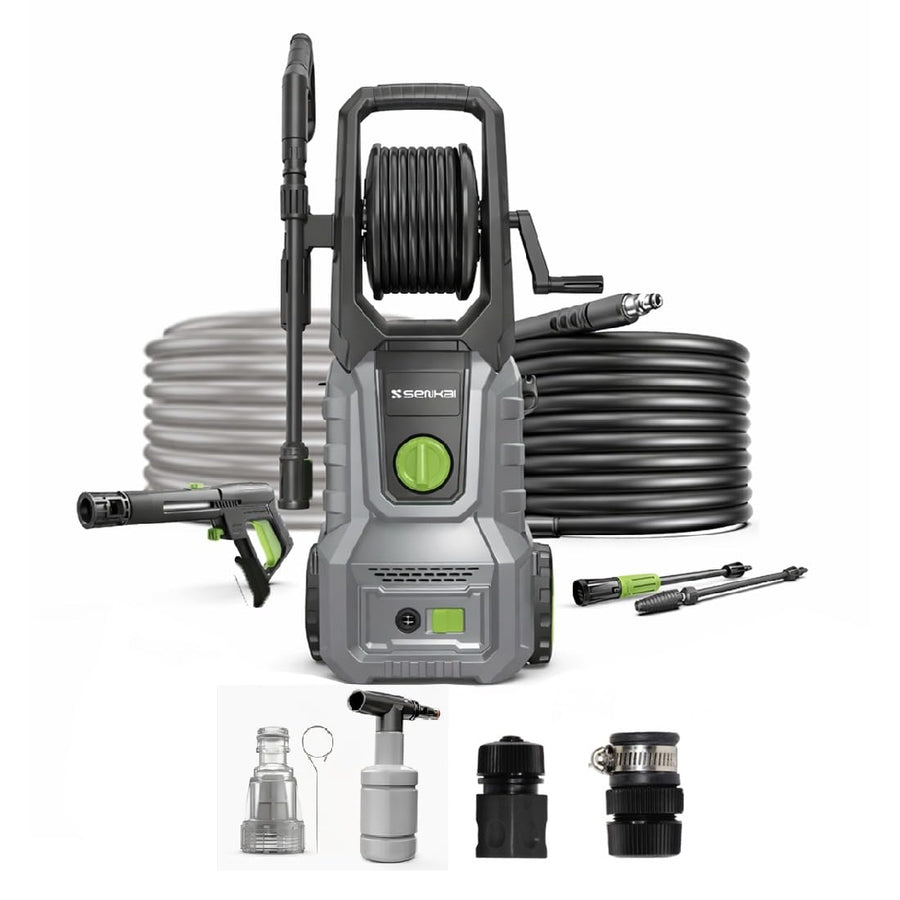 Senkai Impreza MAXX High Pressure Car Washer Pump(with Pressure Adjustment) | 1800 Watts Motor,140 Bar Pressure | 7.0L/Min Flow Rate | 8m Outlet Hose Upright Design with Wheels Car Cleaning Purpose