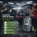 Senkai Impreza MAXX High Pressure Car Washer Pump(with Pressure Adjustment) | 1800 Watts Motor,140 Bar Pressure | 7.0L/Min Flow Rate | 8m Outlet Hose Upright Design with Wheels Car Cleaning Purpose